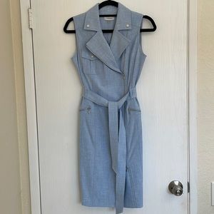 NWOT Calvin Klein blue moto midi dress w silver zippers